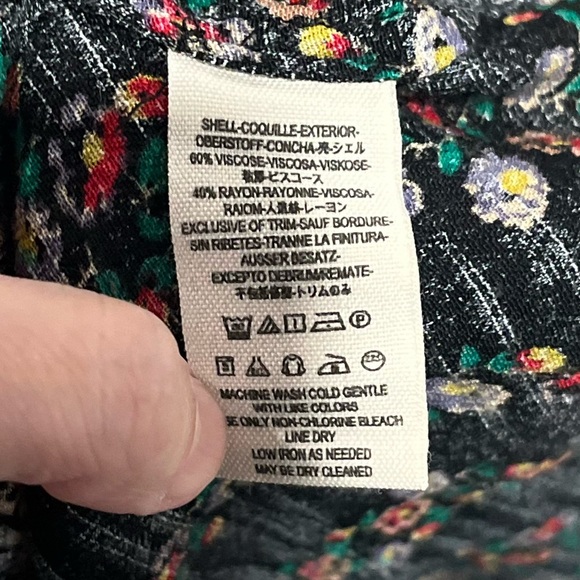 Free People Button Front High Low Shirt Dress Black Floral Mini Long Sleeve (S) - Picture 6 of 10